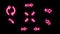 Set of neon signs arrows of pink light signal on black background. Glowing direction signs banner for bars, restaurants