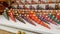 Set of nesting dolls with nine pieces, different color, Izmaylovo Market, Moscow, Russia