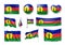 Set New Caledonia realistic flags, banners, banners, symbols, icon