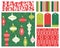 Set of new coordinating holiday seamless patterns, gift tags and design elements for gift wrap, cards and decoration.