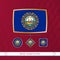 Set of New Hampshire flags with gold frame for use at sporting events on a burgundy abstract background