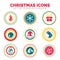 Set of New Year and Christmas celebration holiday round stamps