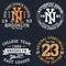 Set of New York graphic for t-shirt. Original clothes design. Vintage typography print for apparel. Vector.