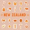 Set of new zealand icons. Vector illustration decorative design