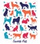Set of nicecolors cats and dogs background illustration. Animal collection.