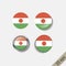 Set of NIGER flags round badges.