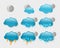 Set of night weather forecast icons