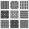 A set of nine black white seamless tiles