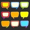 Set of nine blank colorful glossy text bubbles