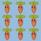 Set of nine cute carrots