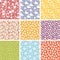 Set of nine cute elements seamless patterns