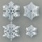 Set of nine different paper snowflake cut from paper isolated on transparent background. Merry Christmas, New Year