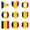 Set of nine form Chad. Vector icons. National flag of the