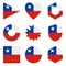 Set of nine form Chile. Vector icons. National flag of the Chile