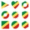 Set of nine form Congo. Vector icons. National flag of the