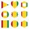Set of nine form Guinea. Vector icons. National flag of the