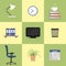 Set of nine icons of office elements