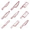 Set of nine kitchen knives vector