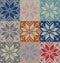 Set of nine nordic knitted seamless pattern. EPS 10 vector