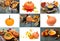 Set of nine pictures with pumpkins and Autumn pictures