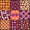 Set of nine purple and brown retro style patterns for Valentines day