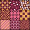 Set of nine purple and brown retro style patterns for Valentines day