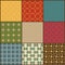 Set of nine retro simple geometric seamless patterns