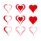Set of nine simple isolated vector hearts