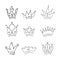 Set of nine simple sketch queen or king crowns