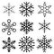 Set of nine snowflakes