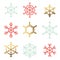 Set of nine snowflakes