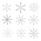 Set of nine snowflakes. Design for new year and Christmas.