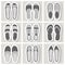 Set of nine woman shoes icons