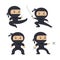 Set of ninja characters showing different actions.