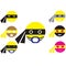 Set ninja smiley icon collection covid-19 mask