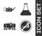 Set No Smoking, Canister for motor oil, Oil railway cistern and Oil petrol test tube icon. Vector