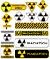 Set of nuclear icons radiation hazard warning radioactive vector