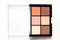 Set of nude eyeshadows in black case on white background. Top view , copy space