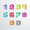 Set of Number. colorful paper cut out . Vector illustration