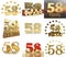 Set of number fifty eight year 58 year celebration design. Anniversary golden number template elements for your birthday party.