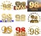 Set of number ninety eight year 98 year celebration design. Anniversary golden number template elements for your birthday party.