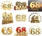 Set of number sixty eight year 68 year celebration design. Anniversary golden number template elements for your birthday party.