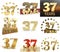 Set of number twenty thirty seven 37 year celebration design. Anniversary golden number template elements for your birthday part