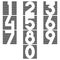 A set of numbers in the form of a square of thin lines from 1, 2, 3, 4, 5, 6, 7, 8, 9, 0,, blocks with numerals for design