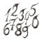 Set of numbers. Grunge style. Handwritten design.