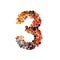 set of numbers made of multicolored granules, 3d rendering, three, graphic design
