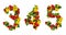 set of numbers made of yellow, red and green peppers, generative ai illustration, these depiction is fictitious and generated