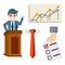 Set of objects of political election of President. Popularity chart, tie