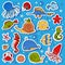 Set of ocean animals, stickers of fish
