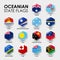 Set of Oceanian flags. Simple Hexagon shape design.